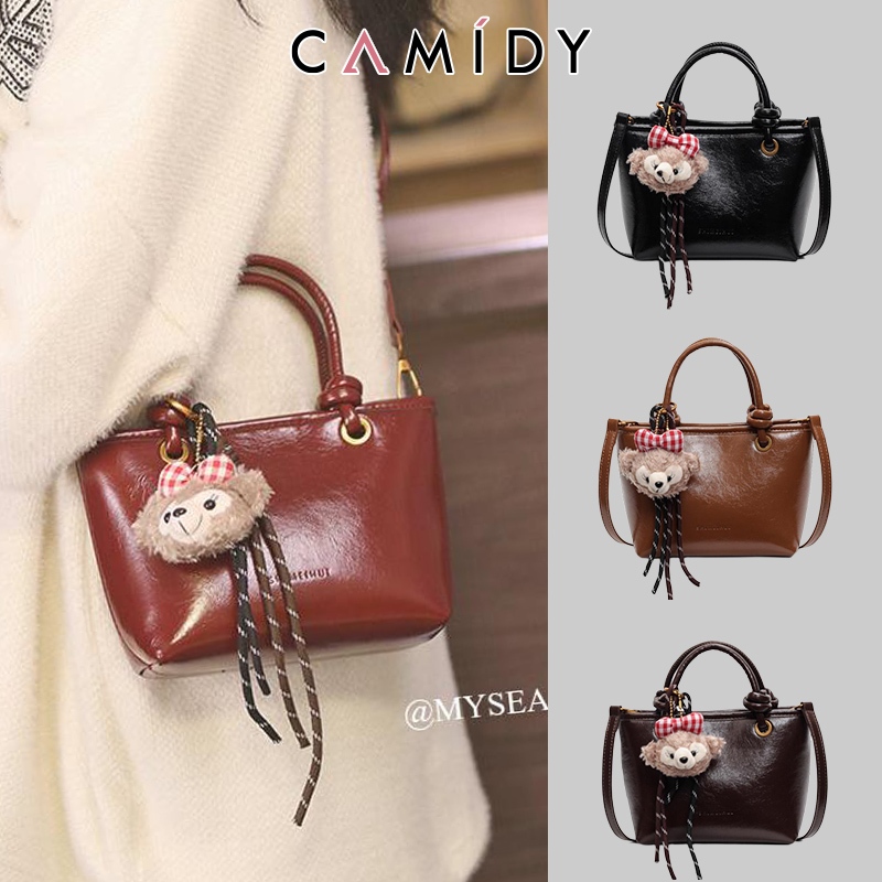 Camidy Vintage สีน้ําตาล Premium Tote Maillard crossbody bucket bag