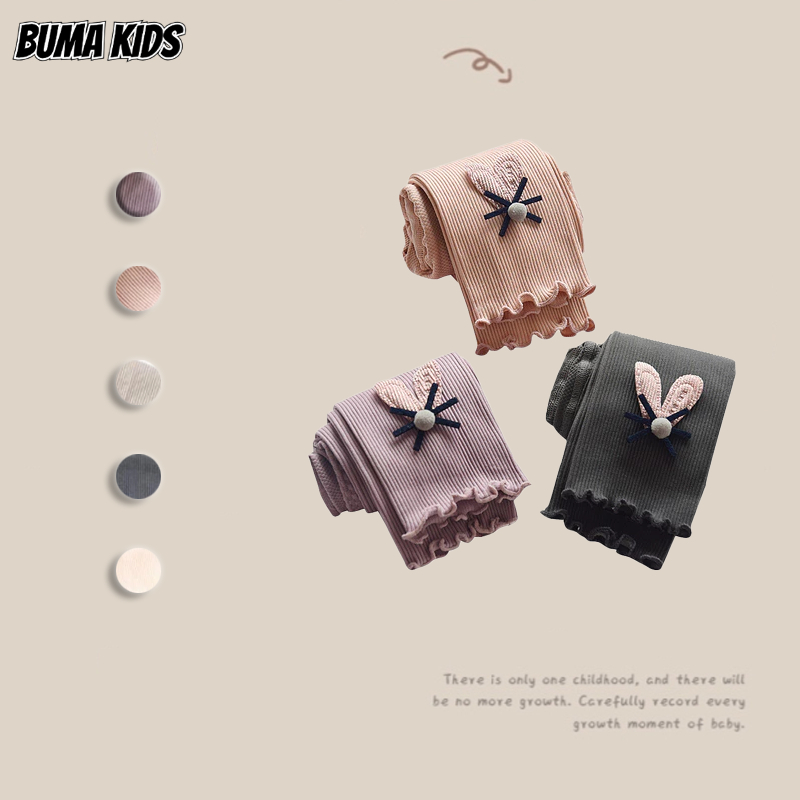 BUMA KIDS เด็ก ๆ เลกกิ้งกระต่ายน่ารักสําหรับเด็ก, กางเกงเก้าจุดสําหรับเด็กทารก