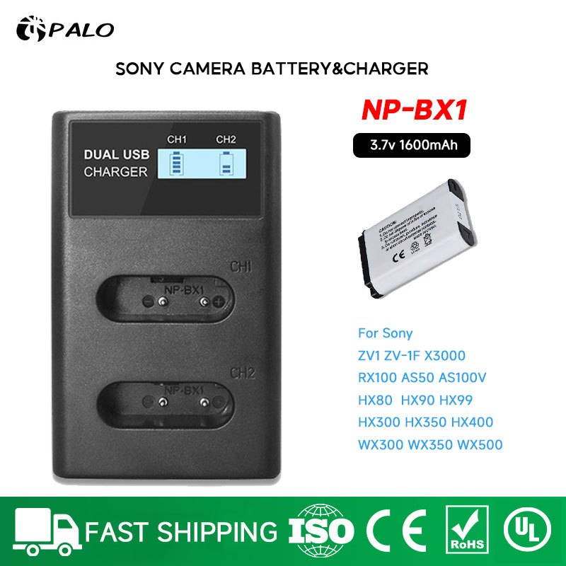 Palo NP-BX1 เครื่องชาร์จแบตเตอรี่กล้องสําหรับ Sony ZV1 RX100 X1000V AS30 AS200V HX50 HX99