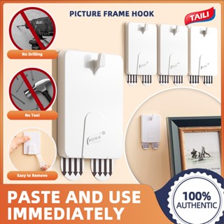 TAILI 4ชิ้นกรอบรูปตะขอไม่มีหมัดแขวนภาพแขวนแถบตะขอไม่มีความเส…