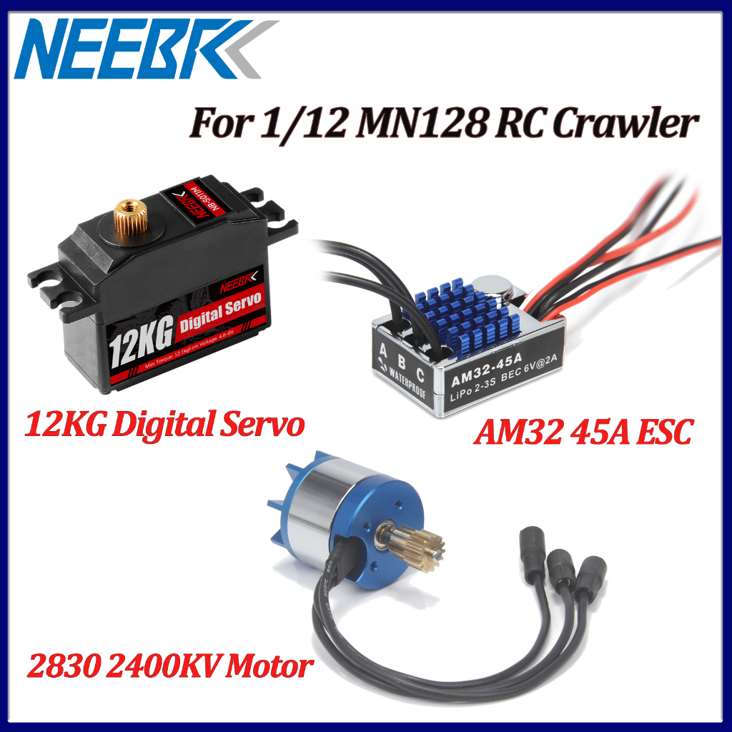Neebrc 2830 2400KV Outrunner มอเตอร์ไร้แปรง AM32 45A ESC 12KG กันน้ํา Servo สําหรับ 1/12 MN128 RC รถ