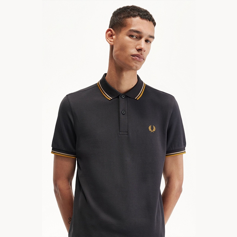FredPerry Twin Tipped Short Sleeved Polo M3600 ผ้าฝ้ายแท้ปักลอเรลข้าวสาลีเสื้อยืดแฟชั่น T คลาสสิก Casual Business Mens Top