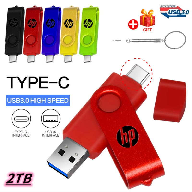 2tb 3.0 OTG โลหะ USB Pendrive 1TB 512GB 256GB แฟลชไดรฟ์ Type-C USB ความเร็วสูง 128GB 64GB 32GB 16GB OTG USB 8GB 4GB