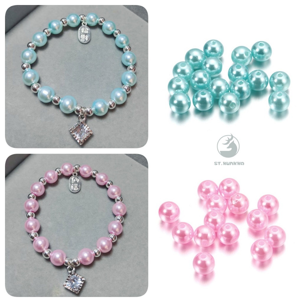 ST.KUNKKA ลูกปัดมุก ABS รู ขนาด 3-12 มม. 50-400 เม็ดต่อถุง เหมาะสำหรับทำเครื่องประดับ DIY