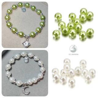 ST.KUNKKA ลูกปัดมุก ABS รู ขนาด 3-12 มม. 50-400 เม็ดต่อถุง เหมาะสำหรับทำเครื่องประดับ DIY