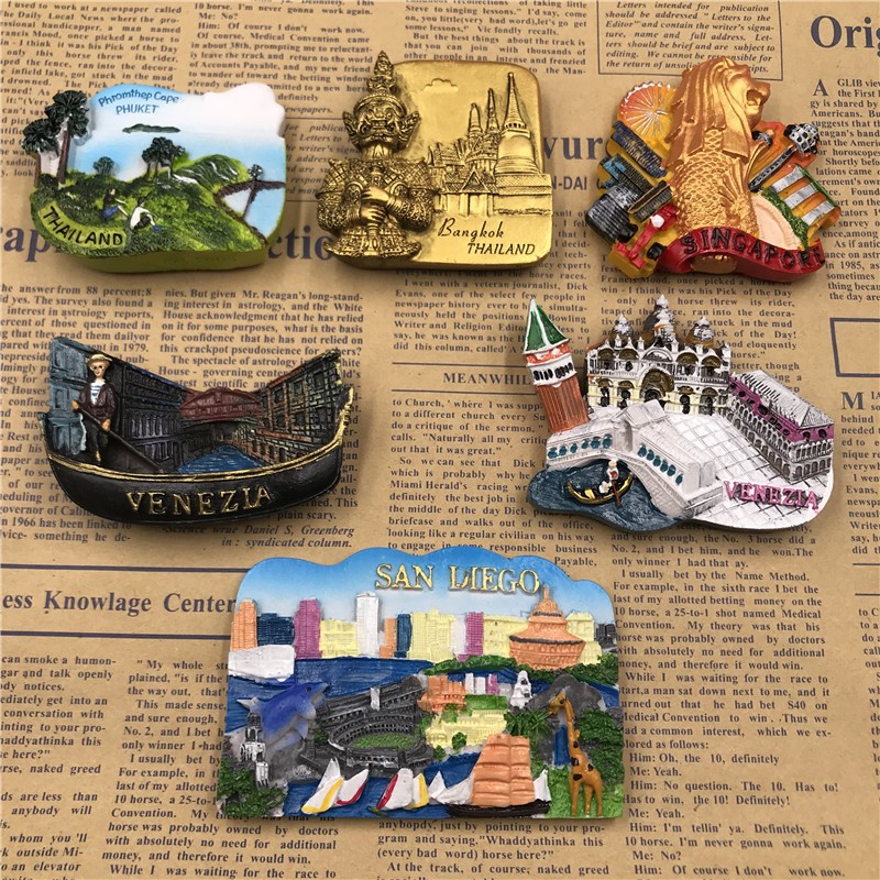 ประเทศไทยภูเก็ตสติกเกอร์ตู้เย็นเรซินสิงคโปร์ Merlion Panoramic Magnetic Tourist ของที่ระลึกของขวัญบูติก