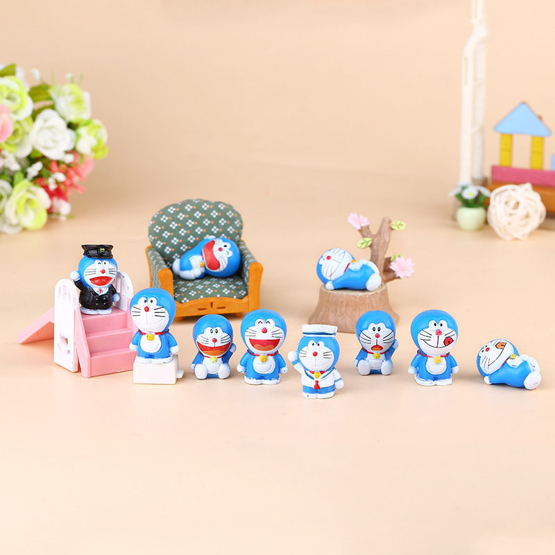 10ชิ้น3เซนติเมตร-3.5เซนติเมตรโดราเอมอนอะนิเมะตัวละคร โนบิตะ ชิซูกะ รูปการกระทํามือทําเค้กตกแต่งเครื่องประดับรถรุ่นตุ๊กตาของเล่นเด็กของขวัญวันเกิ