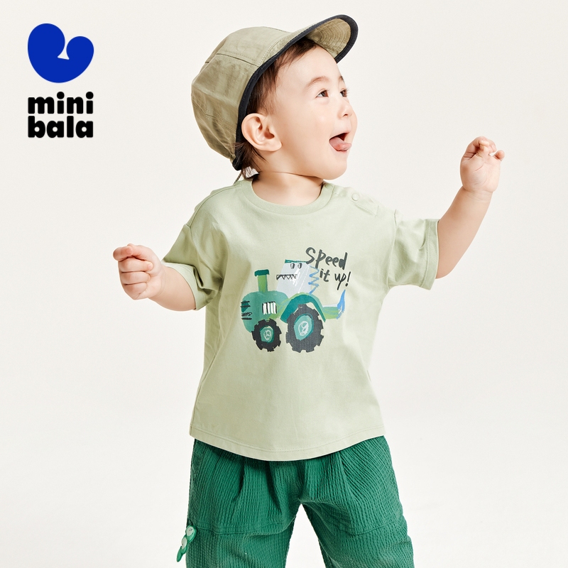 มินิบาลา เด็กชายเสื้อยืดแขนสั้นฤดูร้อนใหม่ทารกระบายอากาศบางผ้าฝ้ายเสื้อยืดเด็กแขนสั้น