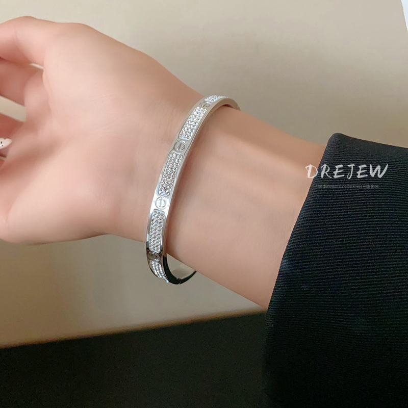เดรช ไทเทเนียมเหล็กที่เรียบง่ายเพทายสร้อยข้อมือรูปไข่สี่เหลี่ยม