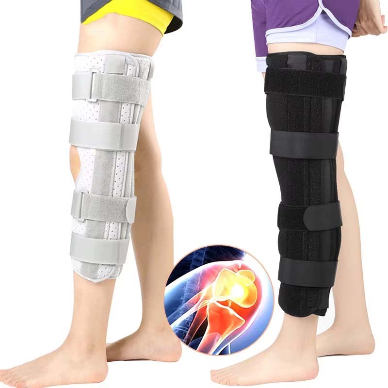 Neanca 3-Panel Knee Immobilizizer Full Leg Support Brace,อลูมิเนียมอัลลอยด์ตรงเข่า Splint - สําหรับเข่าแตกหัก,ACL,MCL,MCL,Meniscus Tear