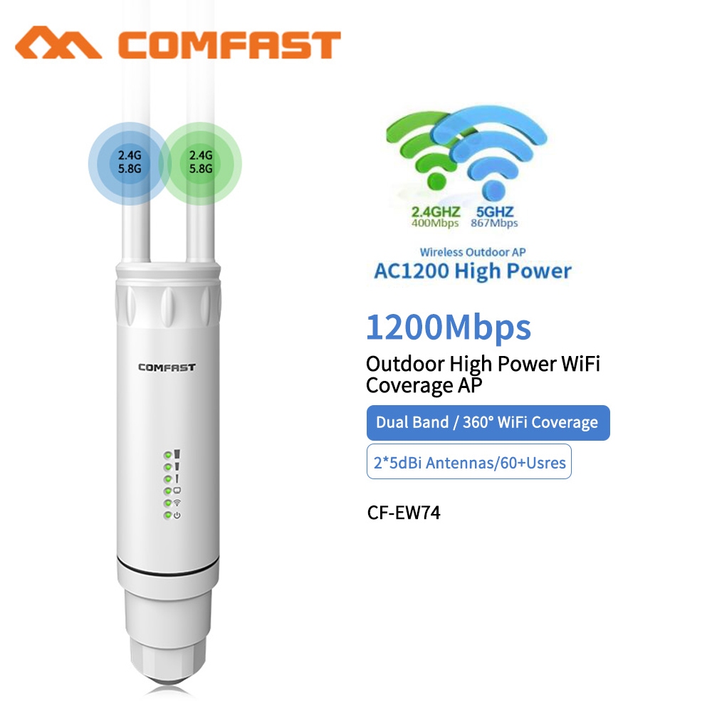 Comfast CF-EW74 ไร้สาย 1200Mbps Dual Band 5Ghz Gigabit พลังงานสูงกลางแจ้ง AP WiFi สถานีฐาน CF-EW74