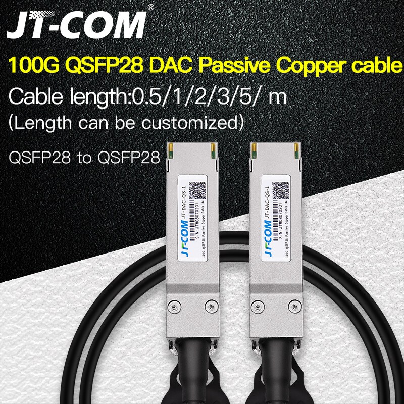 JT-COM 100G QSFP28 สาย DAC 0.5M 1M 2M 3M 5M Passive Direct ติดทองแดง Twinax สาย