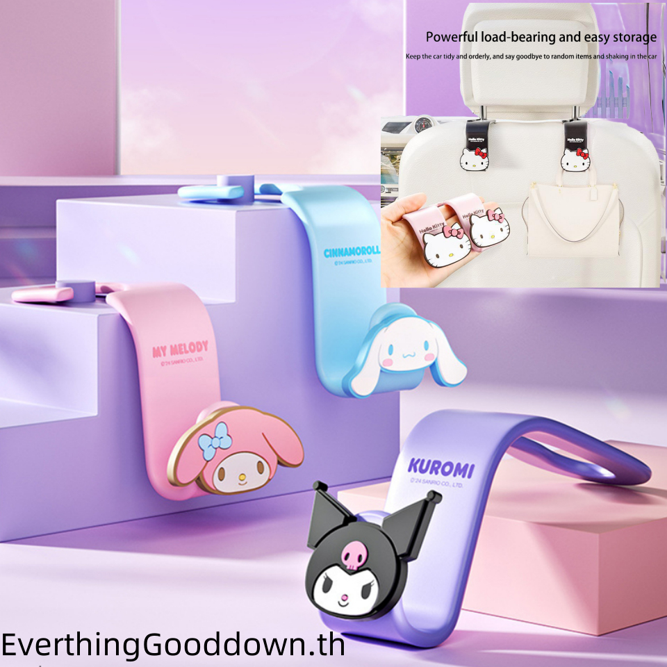 Ever Kawaii Sanrio Car Headrest Hook Hello Kitty Kuromi Melody Auto Back Seat Organizer Universal Hanger Bag Holder Cute Vehicle Accessories TH