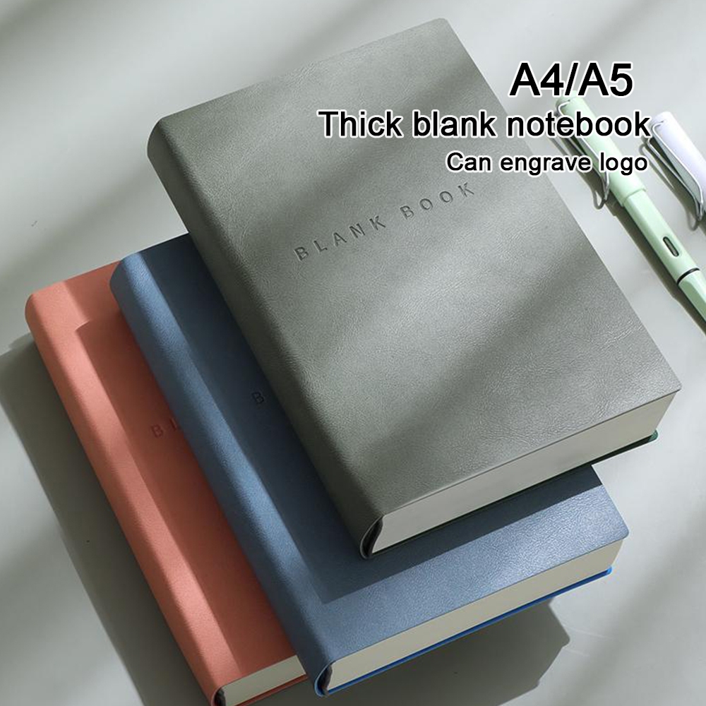 (สลักโลโก้ได้) สมุดโน๊ตหนาพิเศษ A4/A5 หน้าว่างด้านใน, สมุดจดหนังนักเรียน, สมุดวาดรูป, บันทึกการประชุมทางธุรกิจ, แผนที่ความคิด, 380 แผ่น, 760 หน้า