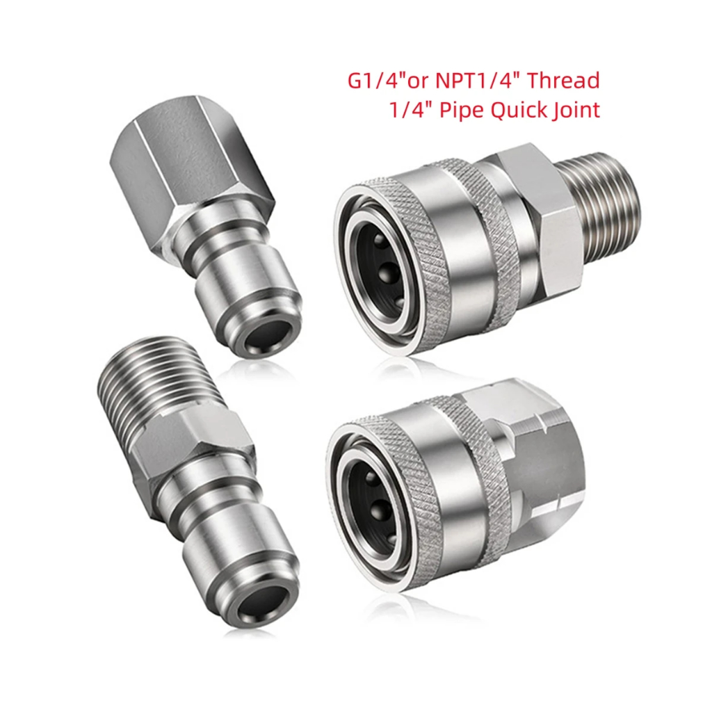 ก1/4 "NPT 1/4 "เครื่องซักผ้าความดัน ข้อต่อ อะแดปเตอร์ชุดเชื่อมต่ออย่างรวดเร็ว1/4 "ท่อสแตนเลสอุปกรณ์ชายและหญิง