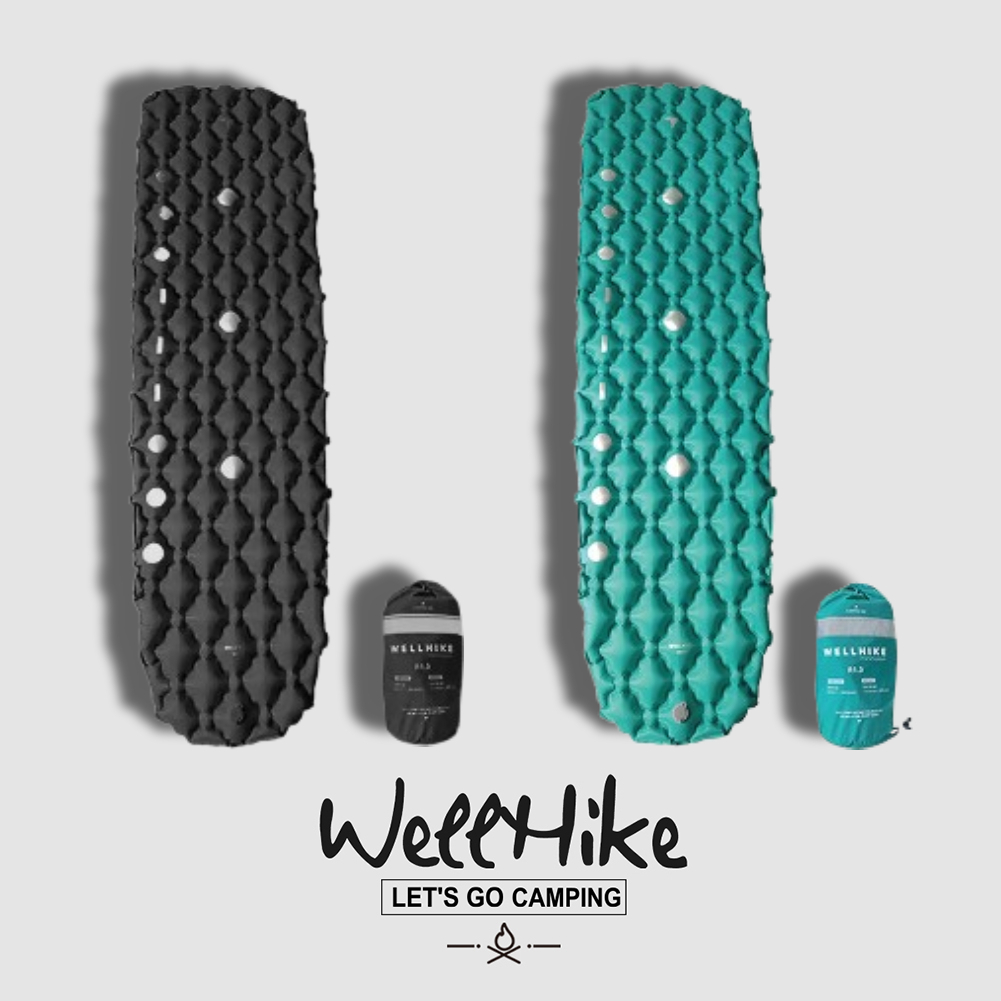 🚚สต็อกพร้อมในกรุงเทพ🚚 Wellhike เสื่อนอนเป่าลมกันน้ำสำหรับแคมป์ปิ้ง, กันความชื้น, ทนทานต่อการสึกหรอ, เสื่อเต็นท์พกพาสำหรับการเดินป่าและแบ็กแพ็ก