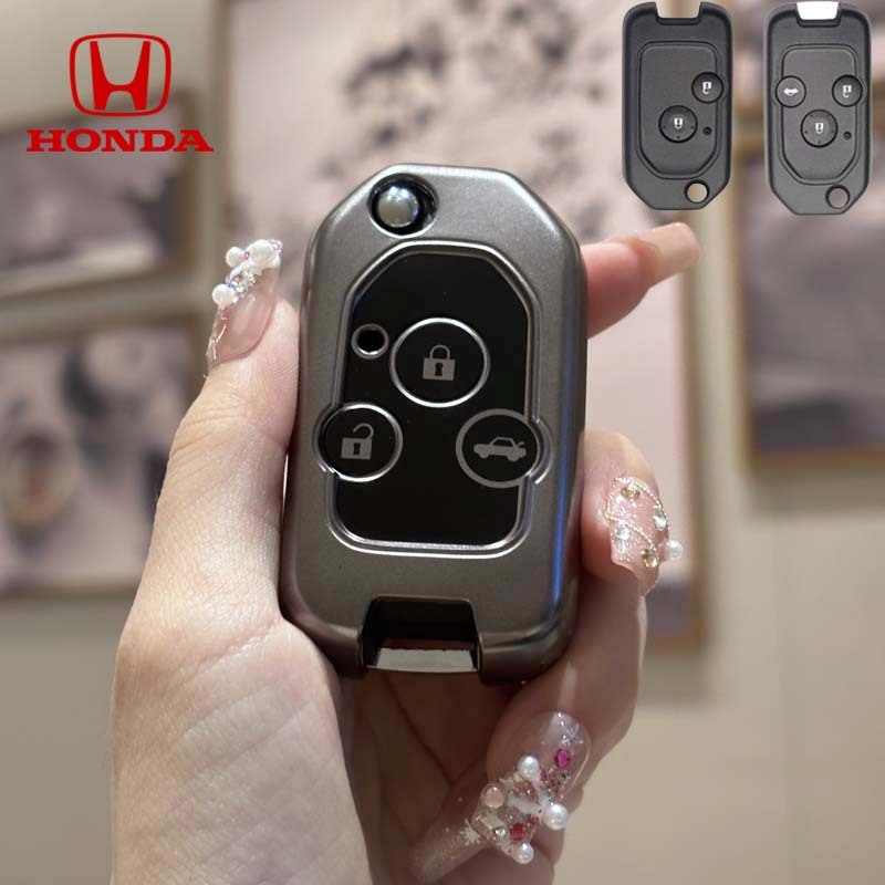 Honda พับรถ Remote Key Case เหมาะสําหรับ Honda Jzaa/City/Brio/Civic/CRV/Accord ฝาครอบกุญแจพวงกุญแจ