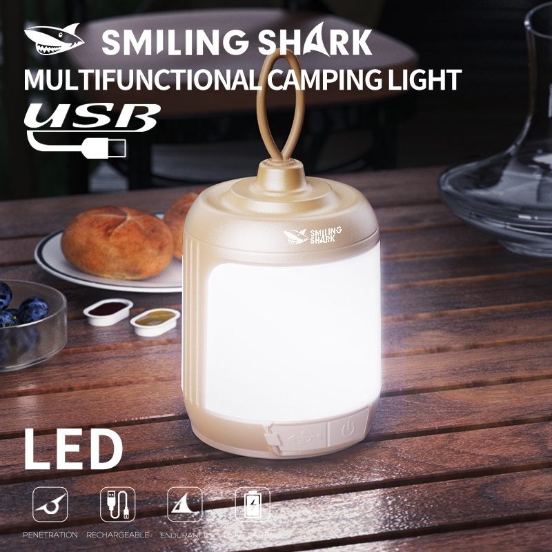 SmilingShark LY8275 ไฟแคมป์ปิ้ง ซุปเปอร์ไบรท์ โคมไฟตั้งแคมป์ แสงสีขาว/โทนอุ่น 4โหมด Type-C ชาร์จใหม่ได้ น้ำหนักเบา ไฟเต็นท์ กันน้ำสำหรับตั้งแคมป์เดินป่าในครัวเรือน