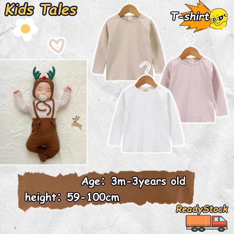 Kids TALES เสื้อผ้าเด็กเสื้อยืดแขนยาว girs เสื้อยืดเด็กชายผ้าฝ้ายท็อปส์ซูเกาหลี 3m-3years old