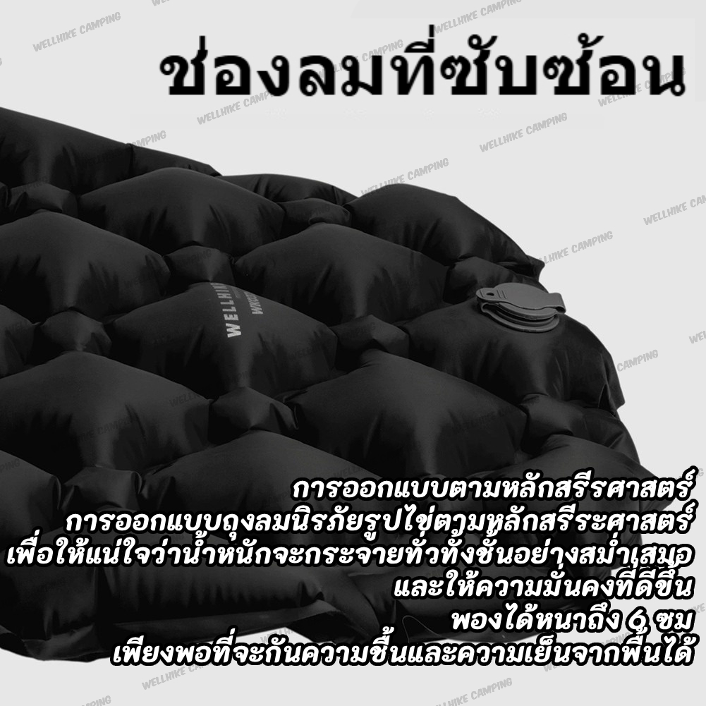 🚚สต็อกพร้อมในกรุงเทพ🚚 Wellhike เสื่อนอนเป่าลมกันน้ำสำหรับแคมป์ปิ้ง, กันความชื้น, ทนทานต่อการสึกหรอ, เสื่อเต็นท์พกพาสำหรับการเดินป่าและแบ็กแพ็ก