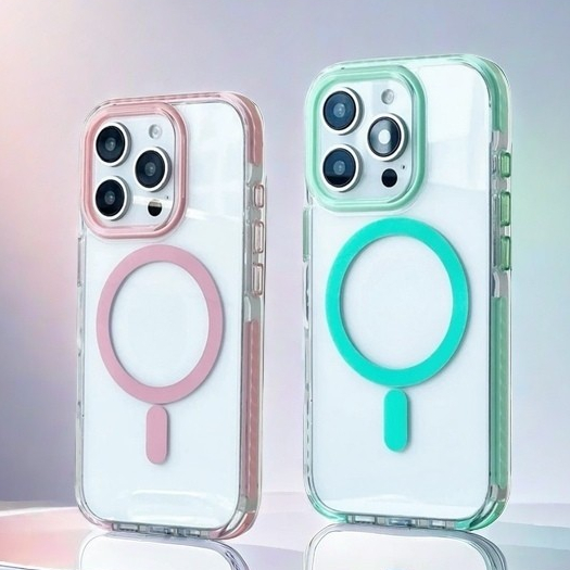 【Transparent acrylic hard case/With side anti-slip strips/Pink】เคส compatible for iphone 11 12 13 14 15 16 pro max case