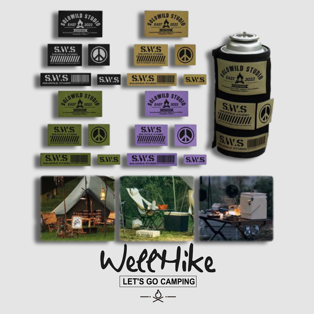 🚚สต็อกพร้อมในกรุงเทพ🚚 Wellhike แผ่นป้ายแบบตีนตุ๊กแก 5 ชิ้น, ป้ายอุปกรณ์แคมป์ปิ้งทนทาน, สติ๊กเกอร์เสื้อกั๊กกลางแจ้ง, ป้ายติดถังแก๊ส, อุปกรณ์เสริมสำหรับการแคมป์ปิ้ง