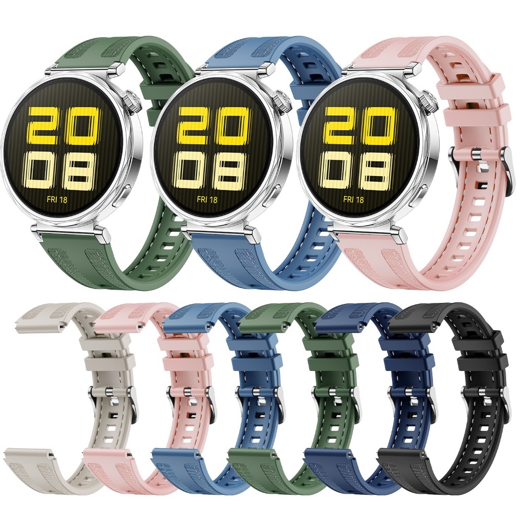 18mm Silicone Huawei watch GT 5 สาย 41mm Waterproof สาย Huawei watch GT5 Pro Strap 42mm huawei gt5 Strap Soft huawei gt5 pro สาย Huawei Watch GT 4 Strap Garmin Venu 3S Watchband