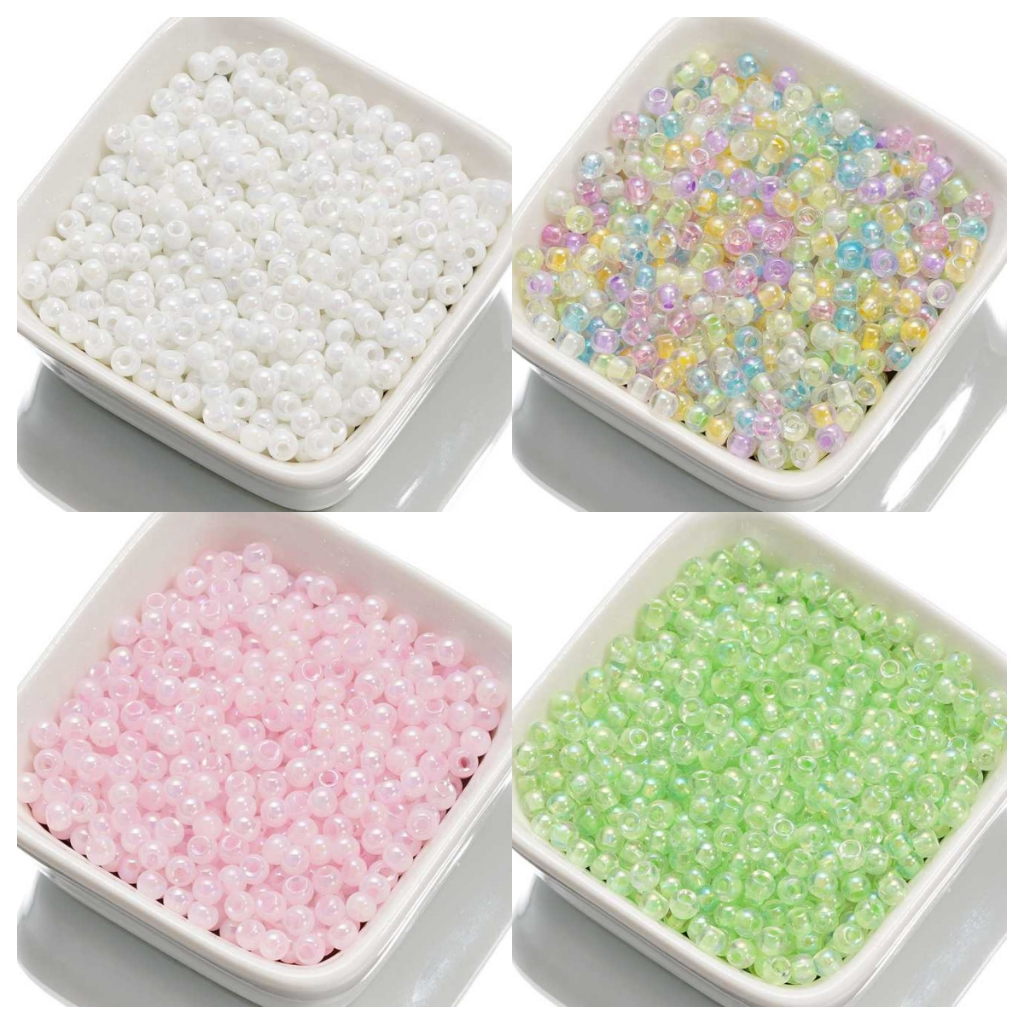 ลูกปัดแก้ว 4 มม. 10 กรัม DIY สร้อยคอ สร้อยข้อมือ เครื่องประดับ