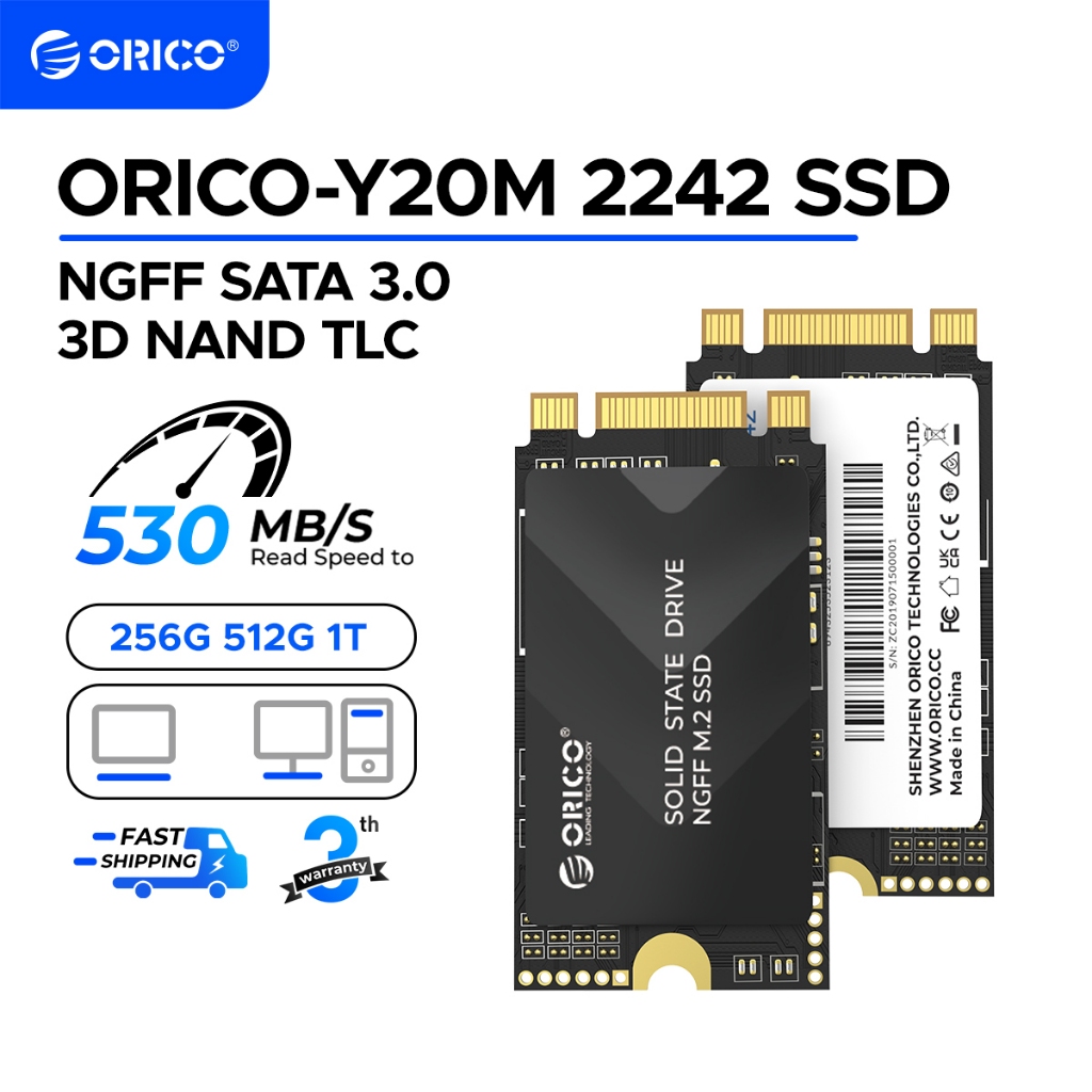 Orico M.2 SATA SSD 2242 SATA III 6Gbps ภายใน M.2 SSD Ultra-Slim NGFF State Drive สําหรับเดสก์ท็อป/แล็ปท็อป (ORICO-Y20M)