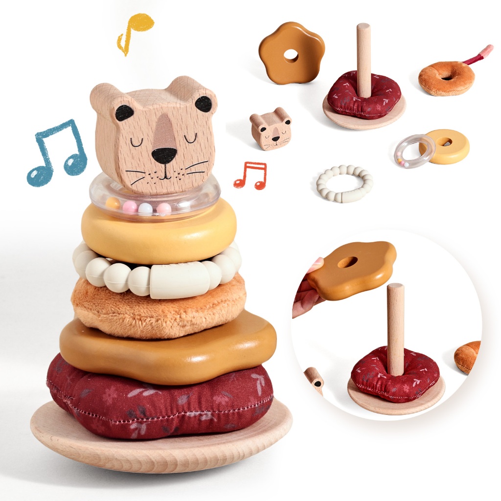 Baby Montessori Educative Roly-Poly Puzzle ของเล่นซ้อนสําหรับเด็กวัยหัดเดินและทารกสีรูปร่าง Recognition Geometric Stacker