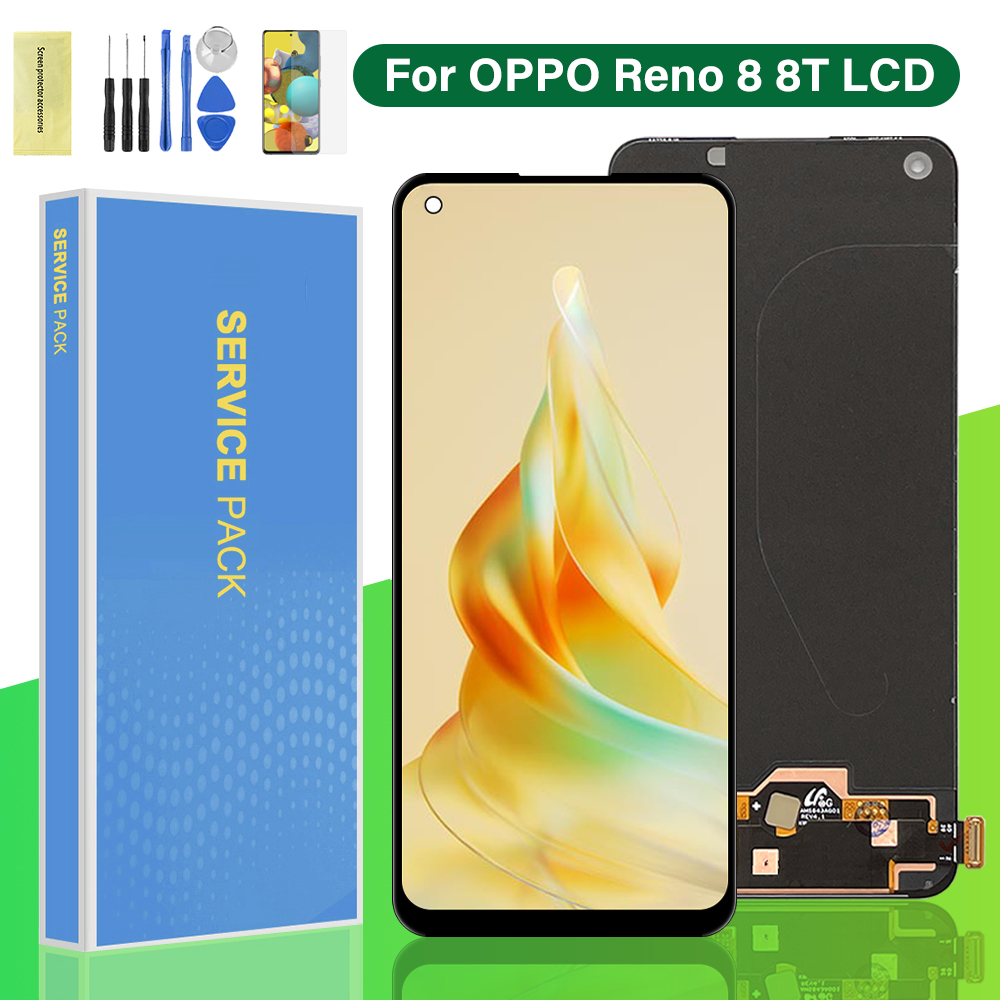 AMOLED OPPO Reno 8 8T 4G 5G จอแสดงผล LCD CPH2457 CPH2359 CPH2481 Digitizer Touch Screen Assembly กรอ