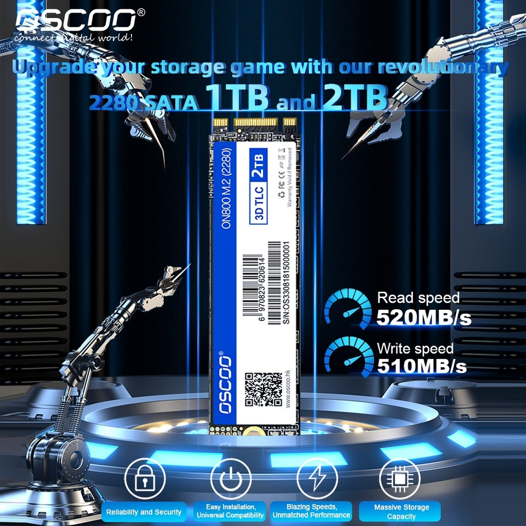 Oscoo 2280 M.2 SATA SSD 256GB 512GB NGFF SATA III Solid State Drive สําหรับแล็ปท็อป/PC/เดสก์ท็อป/โน้ตบุ๊คสูงสุด 560MB/S (ความจุหน่วยความจําจริง)