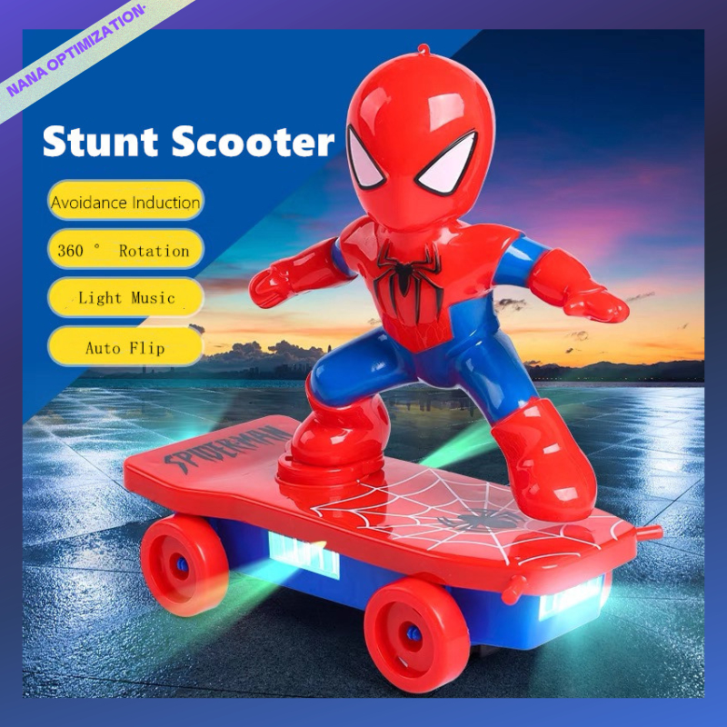 รถของเล่นเด็ก Spider Toy Stunt Scooter 360 ° รถของเล่นพลิกเพลงแสงไฟฟ้ารถของเล่นของขวัญวันเกิดเด็กผู้