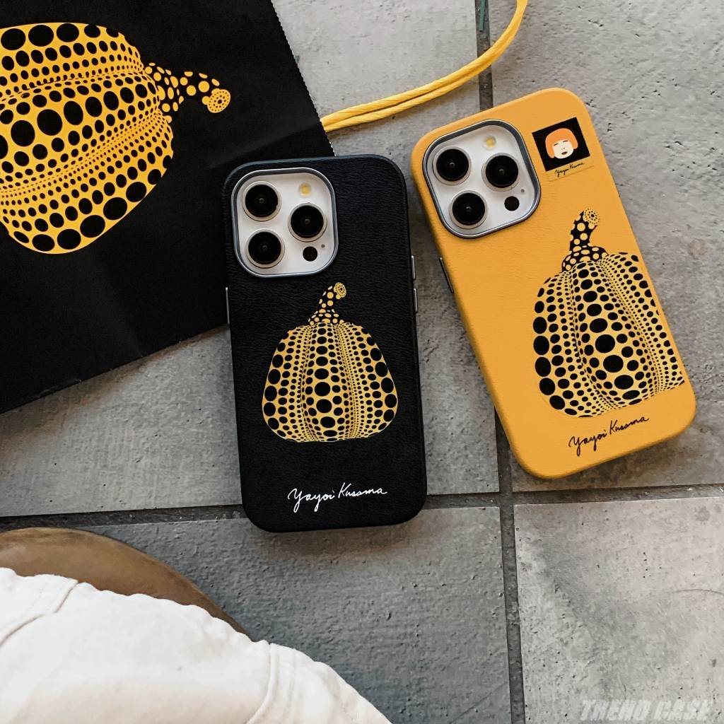 Yayoi Kusama ฟักทองศิลปะปกหนังสําหรับ iPhone 16 15 14 13 Pro Max เคสโทรศัพท์ป้องกัน iPhone 13Pro ปลอก