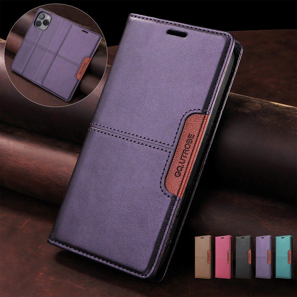 เคสไอโฟน Case for iPhone 16 15 14 Plus 13 12 11 Pro Max 16+ 15+ 14+ iPhone16 iPhone15 iPhone14 iPhone13 iPhone12 iPhone11 promax เคสโทรศัพท์หนังฝาพับพร้อมช่องใส่บัตรสําหรับ Splice Color PU Leather Magnetic Wallet With Card Slots Shell Stand ซองมือถือ