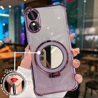 สําหรับ OPPO reno 8T 4G reno 8T 5G สี่มุม anti drop electroplated glitter เคสโทรศัพท์พร้อมคุณสมบัติความงามและวงเล็บกระจก TPU soft case