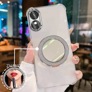 สําหรับ OPPO reno 8T 4G reno 8T 5G สี่มุม anti drop electroplated glitter เคสโทรศัพท์พร้อมคุณสมบัติความงามและวงเล็บกระจก TPU soft case