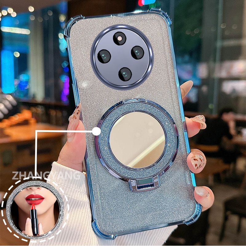เคสสําหรับredmi 14Cเคสโทรศัพท์กลิตเตอร์เคลือบด้วยไฟฟ้าป้องกันการตกสี่มุมพร้อมคุณสมบัติความงามและตัวยึดกระจกTPU soft case