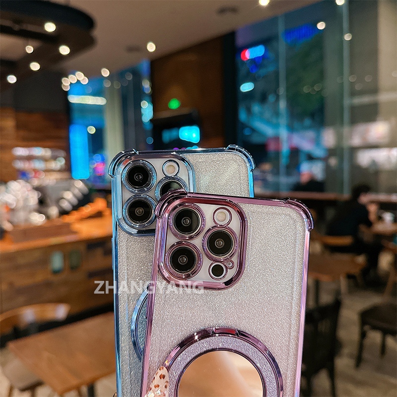 เคสสําหรับredmi 14Cเคสโทรศัพท์กลิตเตอร์เคลือบด้วยไฟฟ้าป้องกันการตกสี่มุมพร้อมคุณสมบัติความงามและตัวยึดกระจกTPU soft case