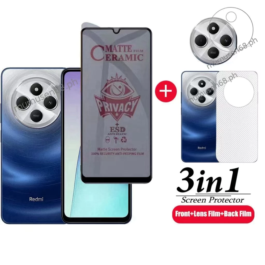 สําหรับ 3in1 Redmi 14C เมมเบรนเซรามิกฟิล์มป้องกันหน้าจออ่อน + ฟิล์มเลนส์ + ฟิล์มด้านหลัง