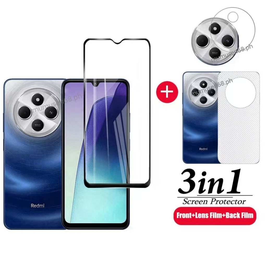 3in1 สําหรับ Redmi 14C ฟิล์มกระจกนิรภัยสําหรับ Redmi 14C ป้องกันหน้าจอ + ฟิล์มเลนส์ + ฟิล์มด้านหลัง