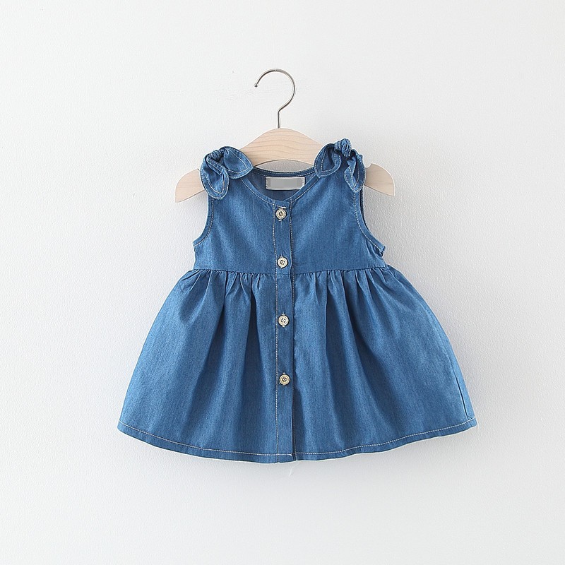 Baby Girls Dress ชุดเดรสเจ้าหญิงสีน้ําเงินยีนส์