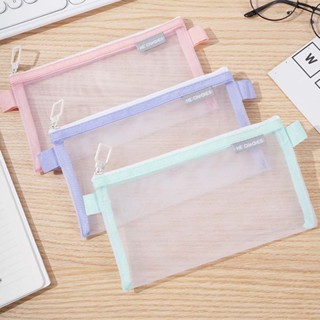 กระเป๋าดินสอใสชั้นเดียวซิปกรณีดินสอเครื่องเขียนถุงเก็บ