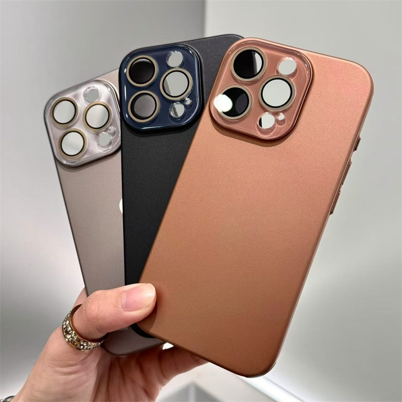มีโลโก้Luxury Air bag cooling Matte PC เคสโทรศัพท์สําหรับ iPhone 16 15 14 13 Pro Max กันกระแทกด้วยกล้องคริสตัลป้องกัน Hard Casing iPhone 16 Full Cover