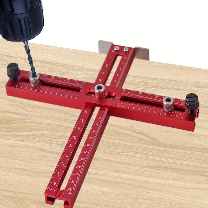 Aluminum Cabinet Handle Jig Adjustable Punch Locator Tool - Metric/Inch Drilling Template Guide for Drawer Knobs and Pulls Installation Positioning Ruler