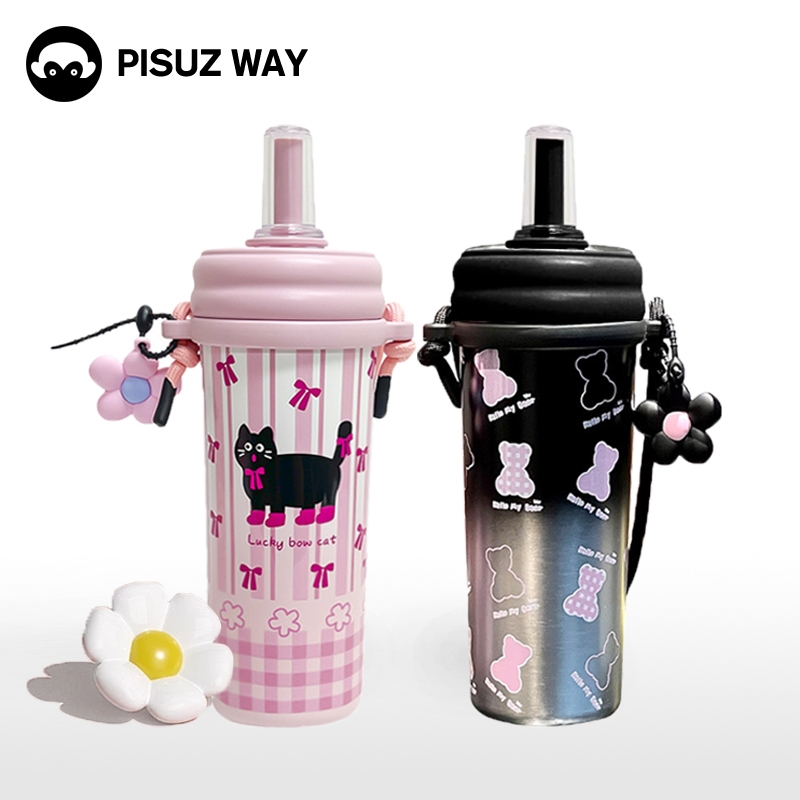 [Pisuz Way]แก้วสแตนเลสขนาด 750 มล. ถ้วยกาแฟสำหรับเล่นกีฬากลางแจ้งแก้วความจุขนาดใหญ่พร้อมที่กรองชา