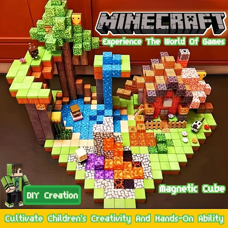 Mc Minecraft DIY Magnetic Cube ของเล่นบล็อกตัวต่อ