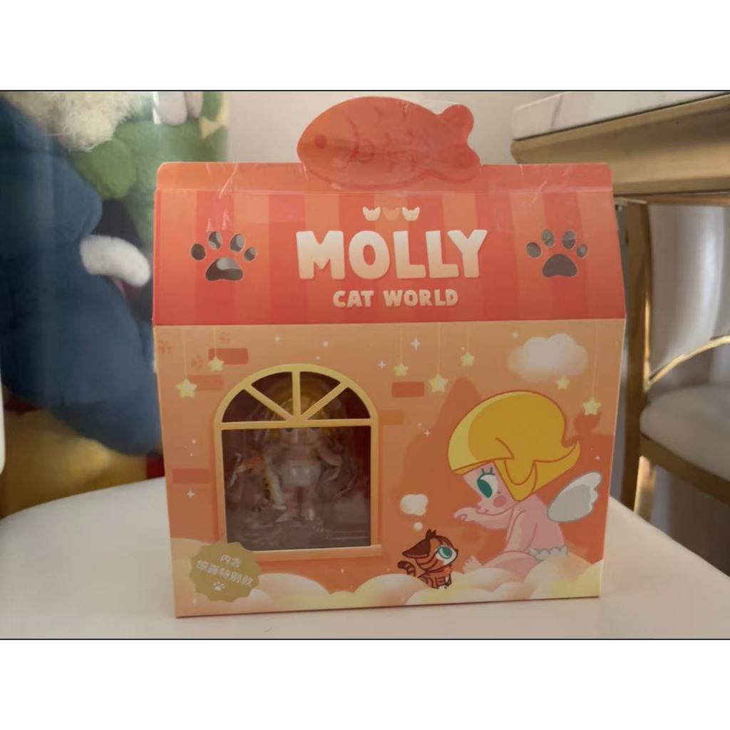 P POPMART POPMART MOLLY ฟิกเกอร์ลิฟต์โลกแมว เวอร์ชั่นสีเหลือง