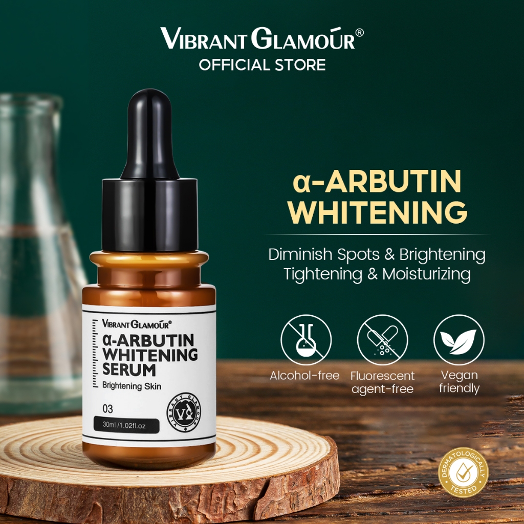 VIBRANT GLAMOUR FDA α-Arbutin เซรั่มไวท์เทนนิ่งลดจุดด่างดําจุดด่างดํา 30มล.