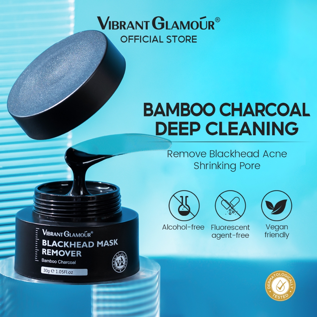 VIBRANT GLAMOUR FDA ไม้ไผ่ถ่านลดหัวดำหน้ากากล้างสิวทำความสะอาดรูขุมขุมขุมหด